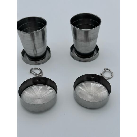 Stainless Steel Collapsible Cups for Traveling Shot Glasses with Lids Keychain - Picture 3 of 11
